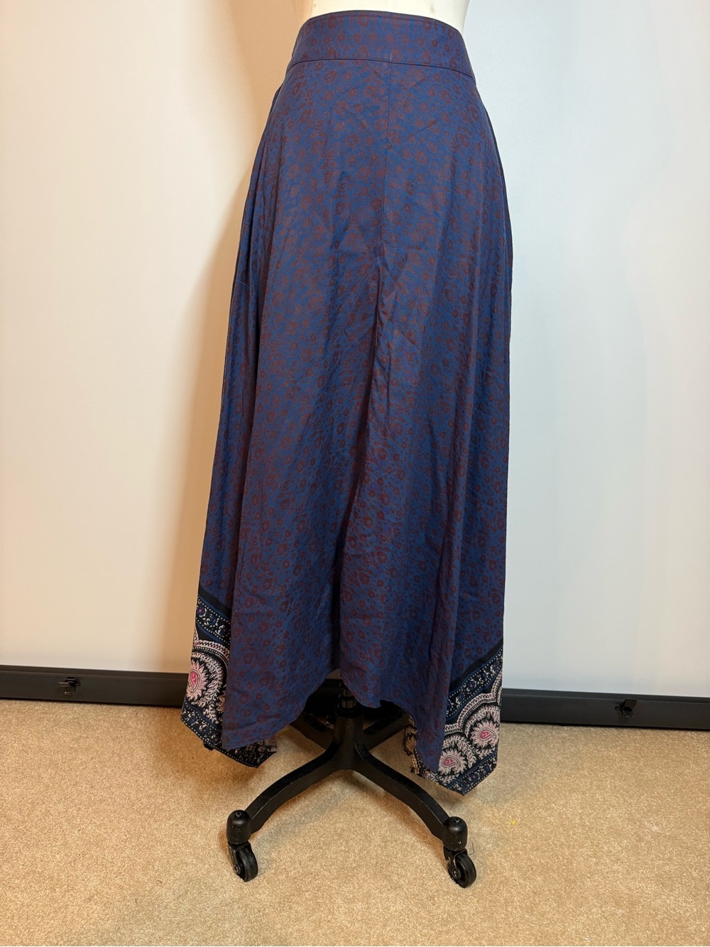 American Eagle Outfitters Navy Floral Border Maxi Skirt